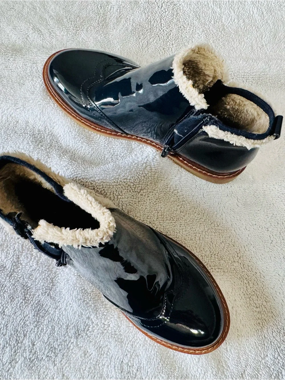Zara Black Patent Kids Chelsea Boots with Crepe Sole